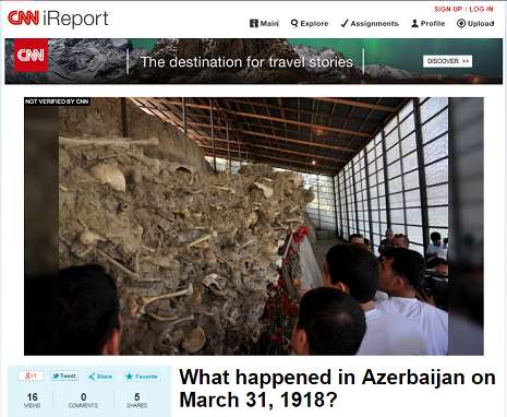 CNN presents article dedicated to 1918 Genocide of Azerbaijanis